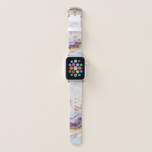 Purple and Gold Marble Abstract Wave Apple Watch Band