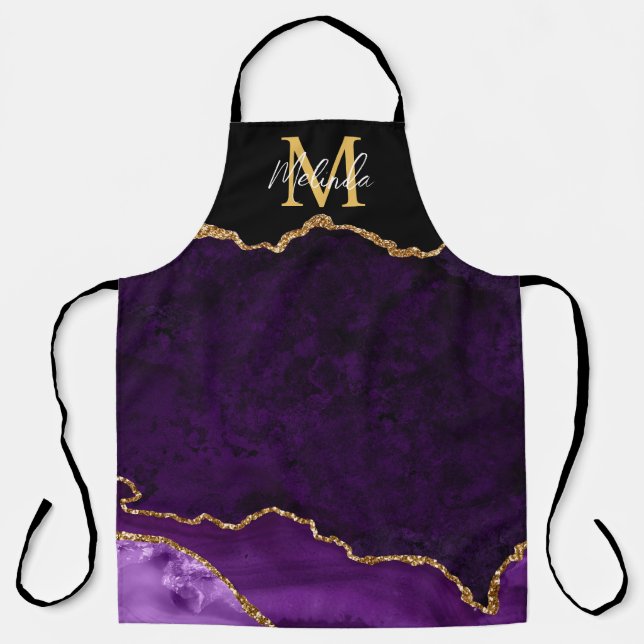 Purple and Gold Marble Agate Apron (Front)