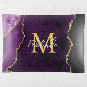 Purple and Gold Marble Agate Trinket Tray