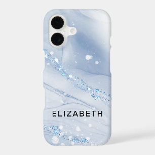 purple and gold marble glitter personalized iPhone 17 case