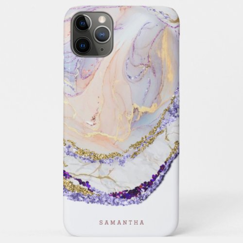 Purple And Gold Marble Monogram iPhone 11 Pro Max Case