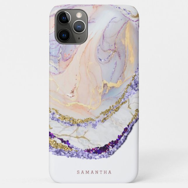 Purple And Gold Marble Monogram Case-Mate iPhone Case (Back)