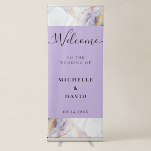 Purple And Gold Marble Wedding Retractable Banner