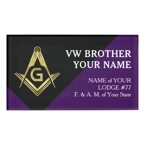 Purple and Gold Masonic Name Tags  Grand Lodge