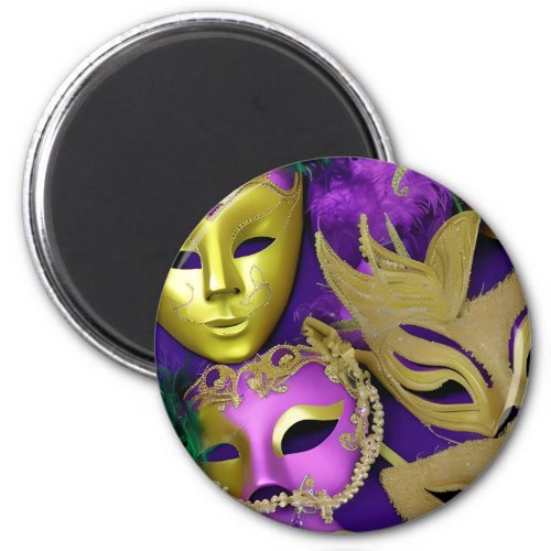 Purple and Gold Masquerade Masks Mardi Gras Magnet