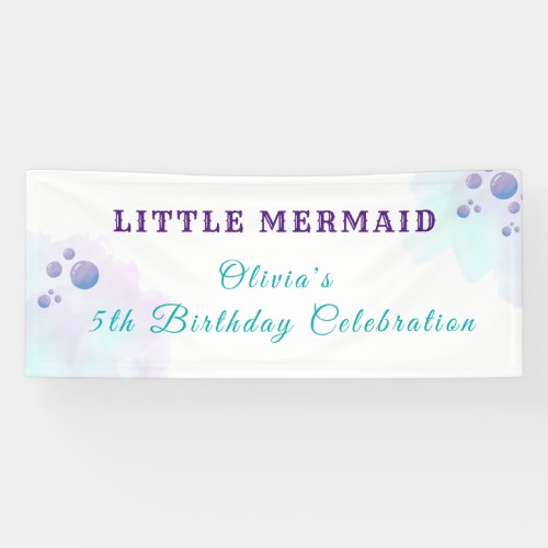 Purple and Gold Mermaid Birthday under the Sea Banner