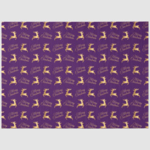 Purple and Gold Merry Christmas Word Art Tissue Paper