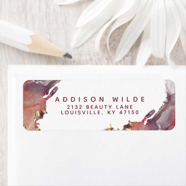 Purple And Gold Modern Art Liquid Ink Return Label (Insitu)