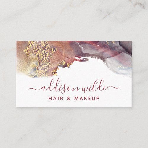 Purple And Gold Modern Art Liquid Watercolor Ink Business Card