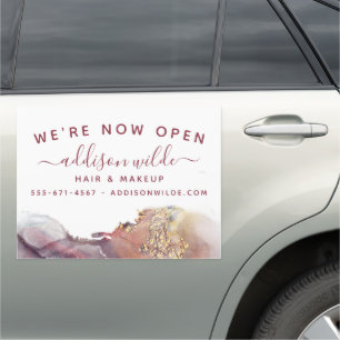 Purple And Gold Modern Art Liquid Watercolor Ink Car Magnet