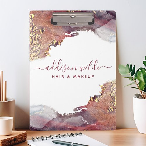 Custom Clipboards 5 Purple And Gold Modern Art Liquid Watercolor Ink Clipboard