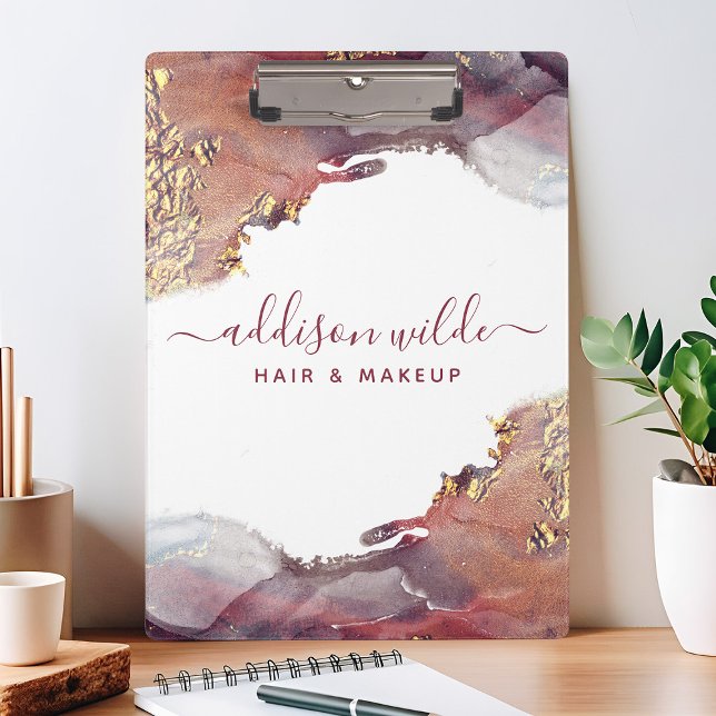 Purple And Gold Modern Art Liquid Watercolor Ink Clipboard (Creator Uploaded)