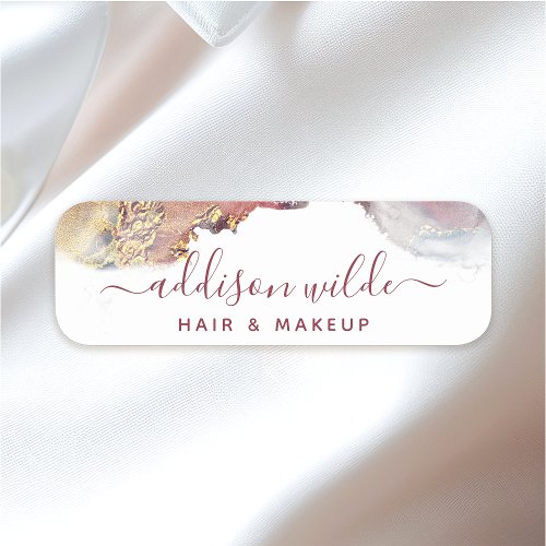 Custom Name Tags 8 Purple And Gold Modern Art Liquid Watercolor Ink Name Tag