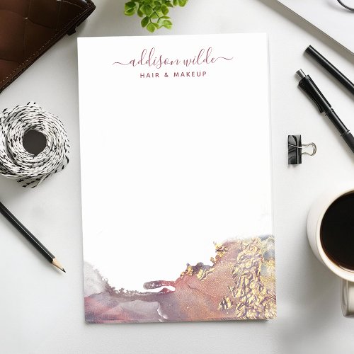 Stationery 18 Purple And Gold Modern Art Liquid Watercolor Ink Post-It Notes