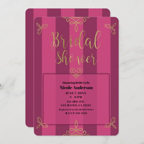Purple and Gold Modern Glam Bridal Shower Invitation