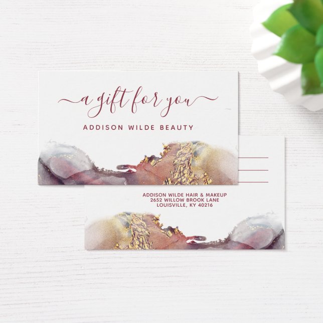 Purple And Gold Modern Liquid Watercolor Gift Card (Desk)