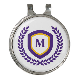 Purple and Gold Monogram Logo Crest Golf Hat Clip