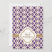 Purple and Gold Moroccan Bridal Shower Invites (Back)