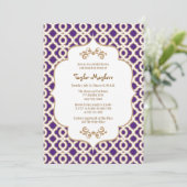 Purple and Gold Moroccan Bridal Shower Invites (Standing Front)