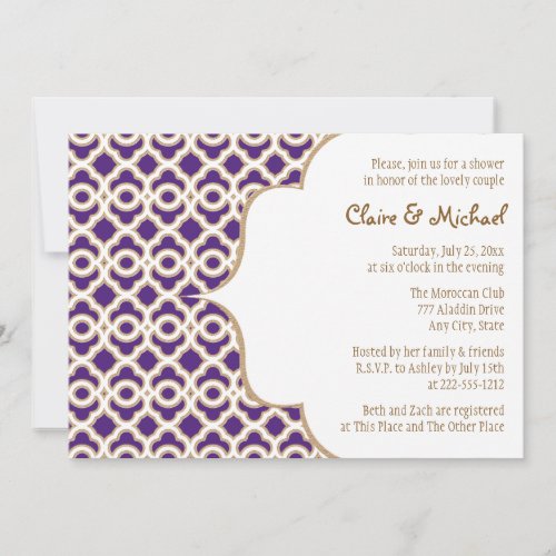 Purple and Gold Moroccan Couples Wedding Shower Invitation