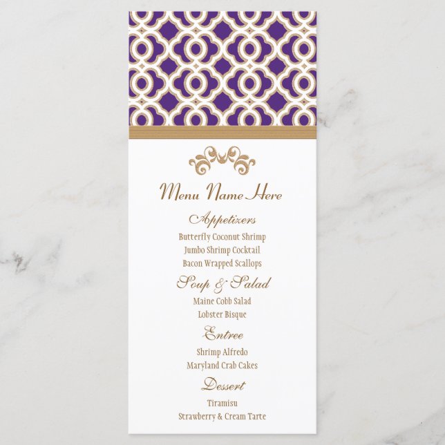 Purple and Gold Moroccan Menu (Front)