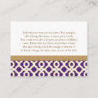 Purple and Gold Moroccan Reception Enclosure Card