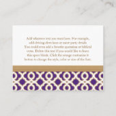 Purple and Gold Moroccan Reception Enclosure Card (Back)