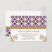 Purple and Gold Moroccan Reception Enclosure Card (Front/Back)