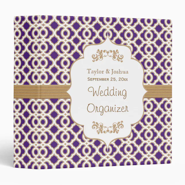 Purple and Gold Moroccan Wedding Organizer Binder | Zazzle