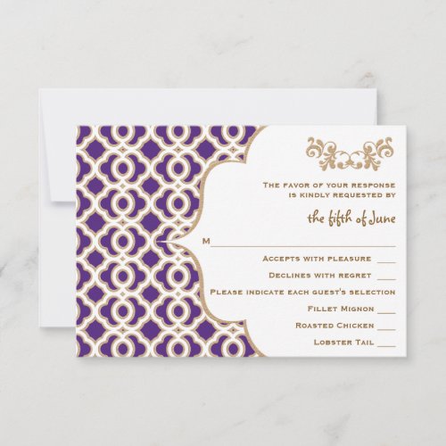 Purple and Gold Moroccan Wedding Response Cards