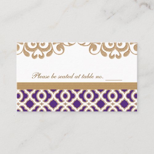 Purple and Gold Moroccan Wedding Table Place Place Card