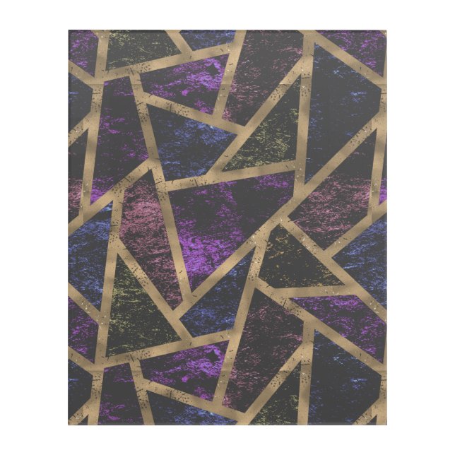 Purple and gold mosaic pattern acrylic print (Front)