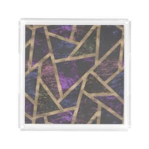Purple and gold mosaic pattern acrylic tray