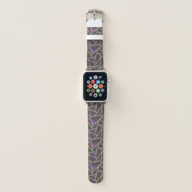 Purple and gold mosaic pattern apple watch band (Front)