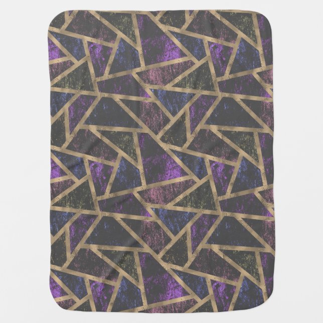 Purple and gold mosaic pattern baby blanket (Front)