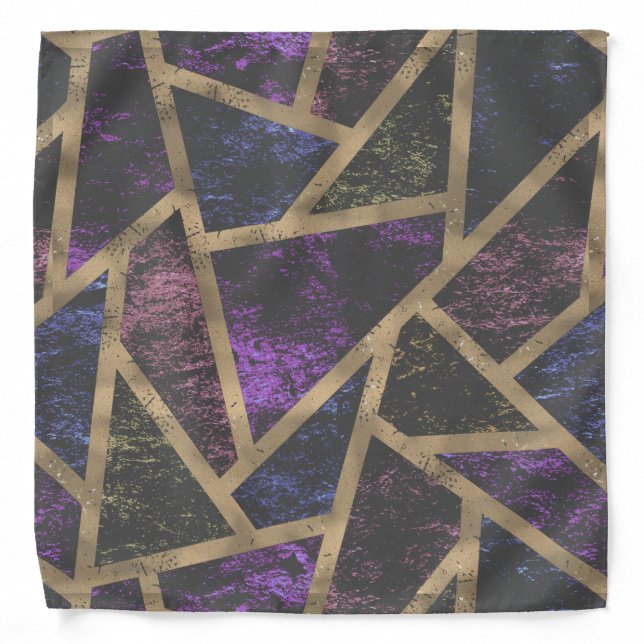 Purple and gold mosaic pattern bandana (Front)