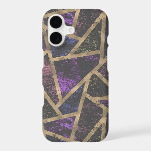 Purple and gold mosaic pattern iPhone 17 case