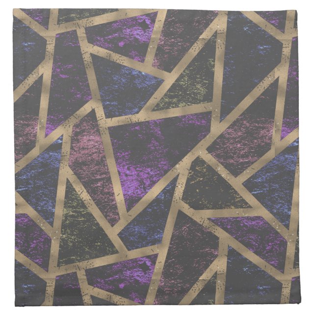 Purple and gold mosaic pattern cloth napkin (Front)