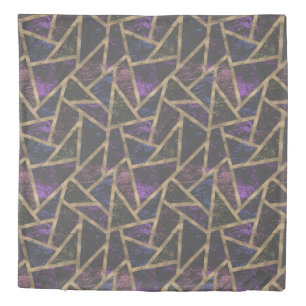 Purple and gold mosaic pattern duvet cover