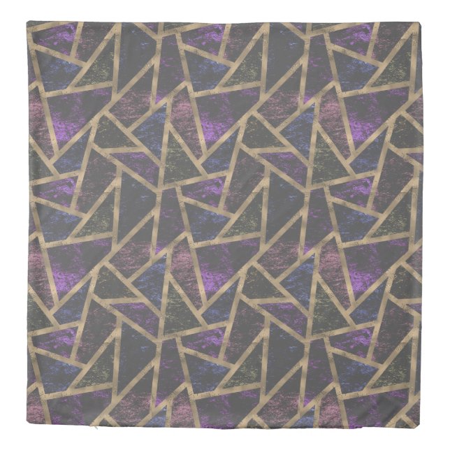 Purple and gold mosaic pattern duvet cover (Back)