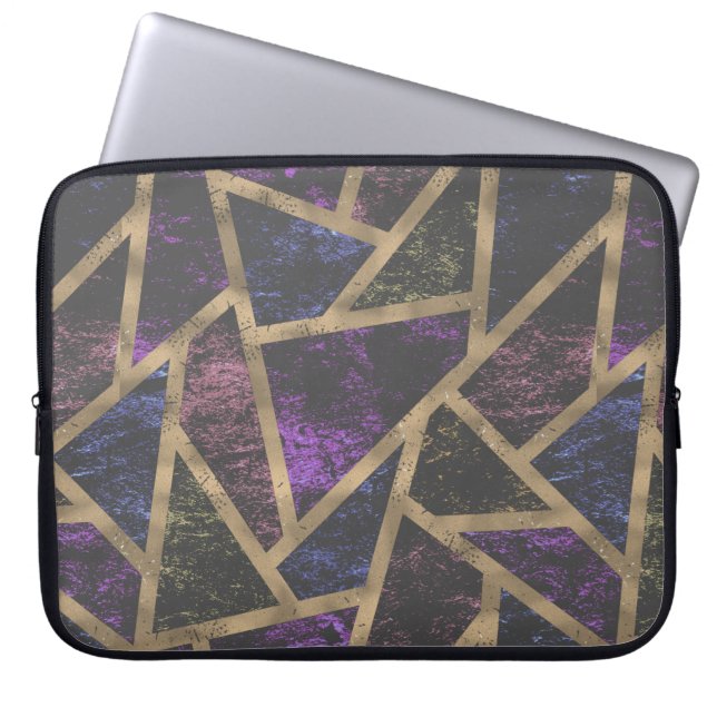 Purple and gold mosaic pattern laptop sleeve (Front)