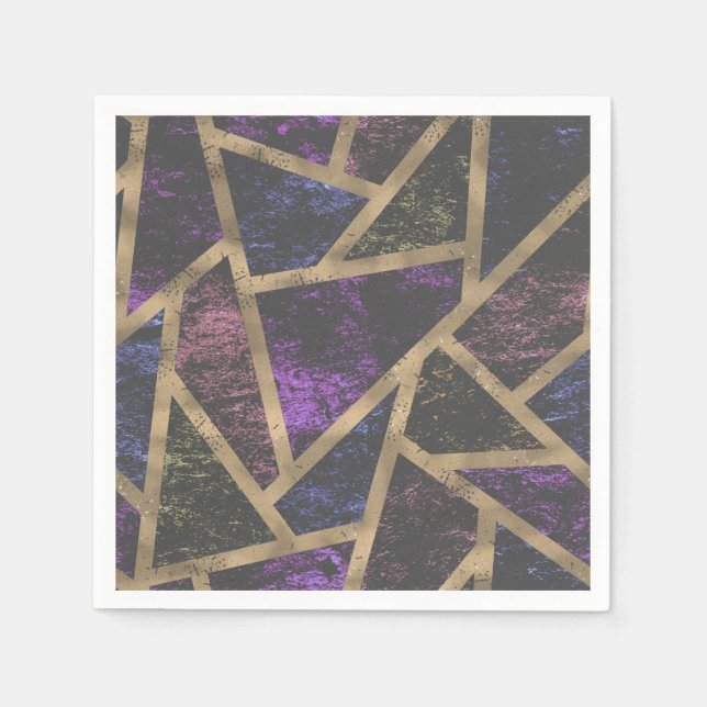 Purple and gold mosaic pattern napkins (Front)