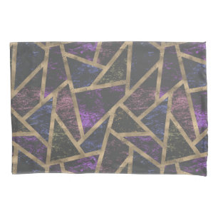 Purple and gold mosaic pattern pillow case