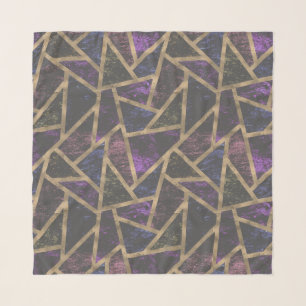 Purple and gold mosaic pattern scarf