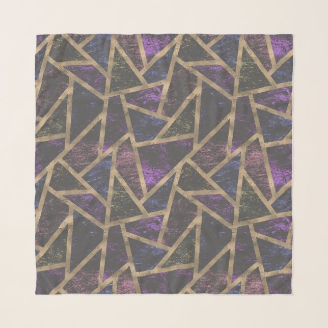 Purple and gold mosaic pattern scarf (Front)