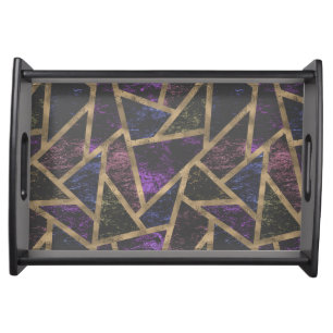 Purple and gold mosaic pattern serving tray