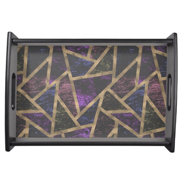 Purple and gold mosaic pattern serving tray (Front)