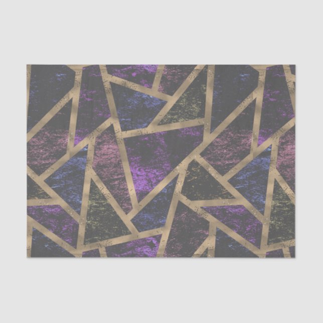Purple and gold mosaic pattern tissue paper (Front)
