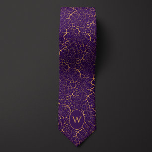 Purple and Gold Neural Pattern Neck Tie
