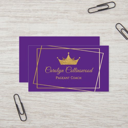 Purple and Gold Pageant Coach Business Card